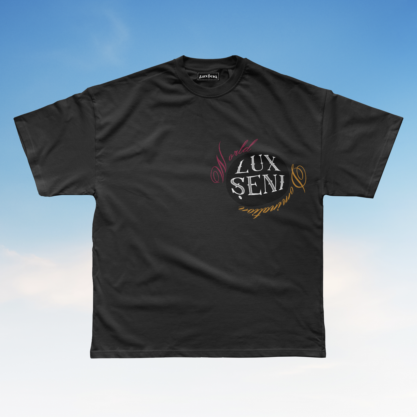 LuxSeni World Domination Logo Black Tee