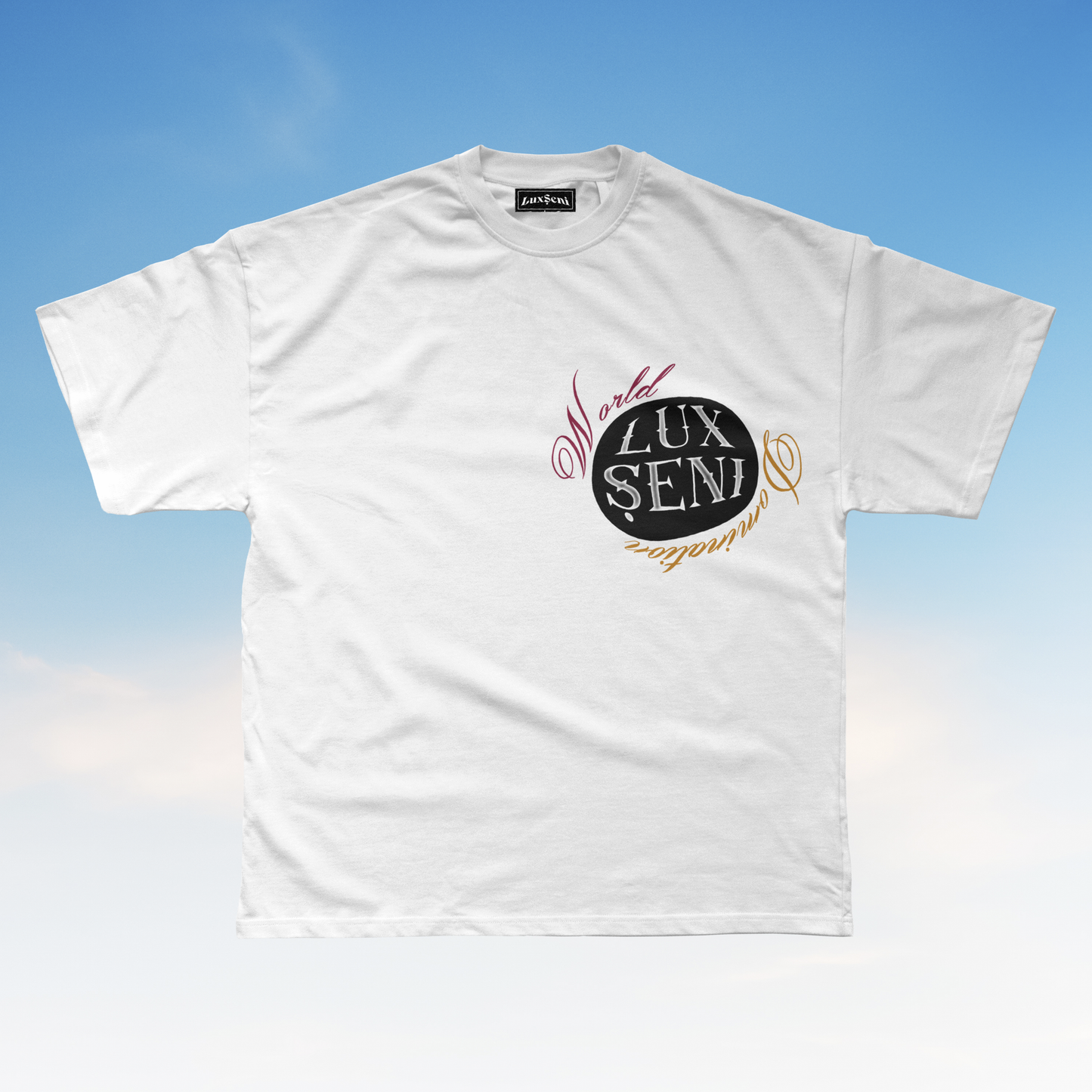 LuxSeni World Domination Logo White Tee