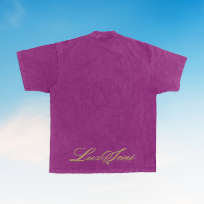 Ori-Ade Gold on Purple Tee