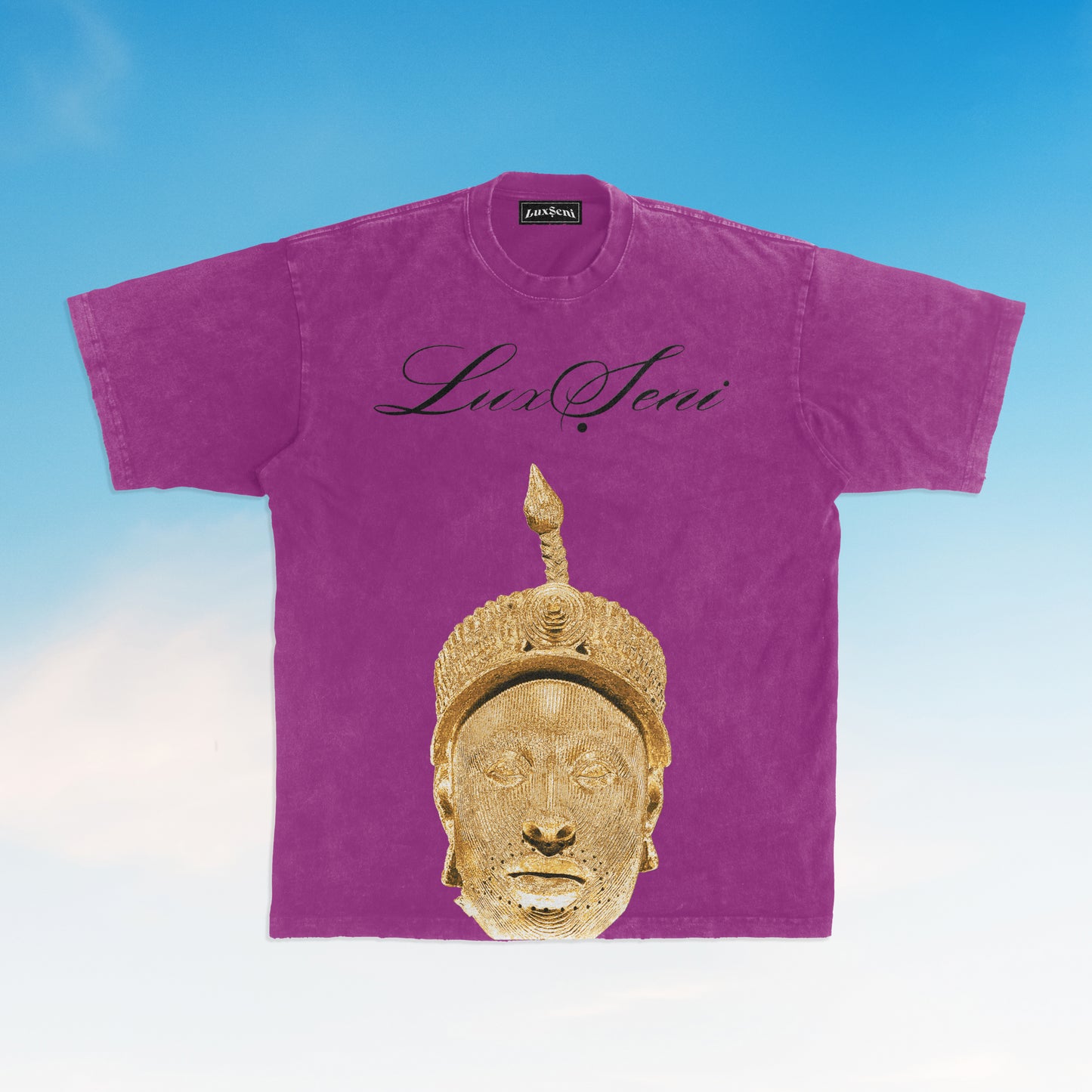 Ori-Ade Gold on Purple Tee